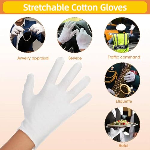 7 Pairs White Cotton Moisturizing Gloves for Dry Hands and Eczema
