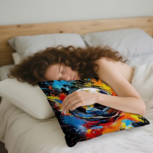 Graffiti Soccer Ball Pillow Cover 18x18 - Sports Decor