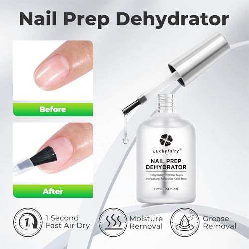 Luckyfairy Nail Dehydrator and Primer Kit for Gel and Press On Nails