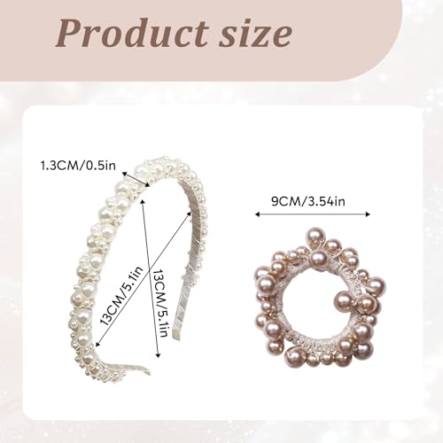 Pearl Headband and Hair Tie Set Elegant Wedding Hair Accessories