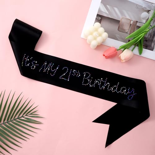 21st Birthday Sash with Glitter Rhinestones for Women