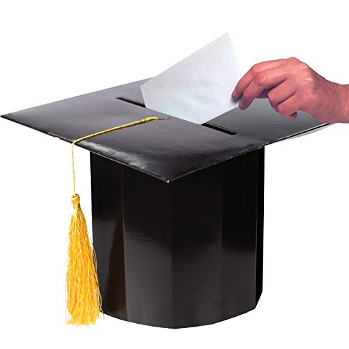 Black Graduation Cap Shaped Card Box - 12x12 inch