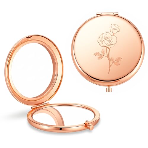 Ouligay Small Compact Mirror for Purse - 2.6 Inch Round Portable Pocket Makeup Mirror with 1x/2x Magnification