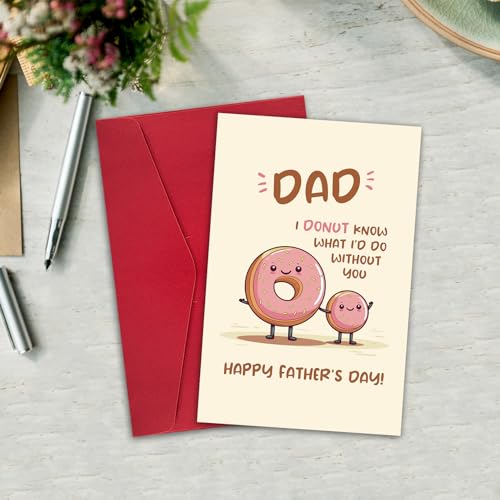 Leinessy Cute Donut Father's Day Card - 8x5.3 Inch, Blank Inside