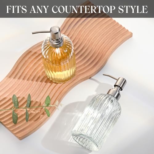 Clear Glass Soap Dispenser with Stainless Steel Pump - 1 Unit