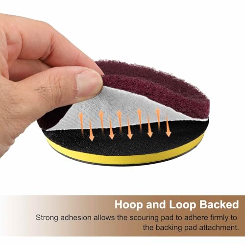 HARFINGTON 6pcs 800 Grit Surface Conditioning Scrub Pads 3-inch Gray Drill Brush