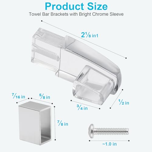 Clear Acrylic Towel Bar Brackets for Alumax & Basco Shower Doors (2 Pack)