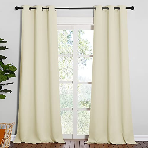 NICETOWN Blackout Curtains - 42x90 Inch Grommet Panels, Beige (Set of 2)