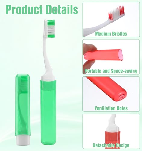 Thrymme 6 Pcs Travel Toothbrush Set, Soft Foldable Toothbrush for Camping