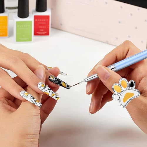 ANNUP 4 Pack Metal Nail Art Palette Finger Rings for Polish Mixing