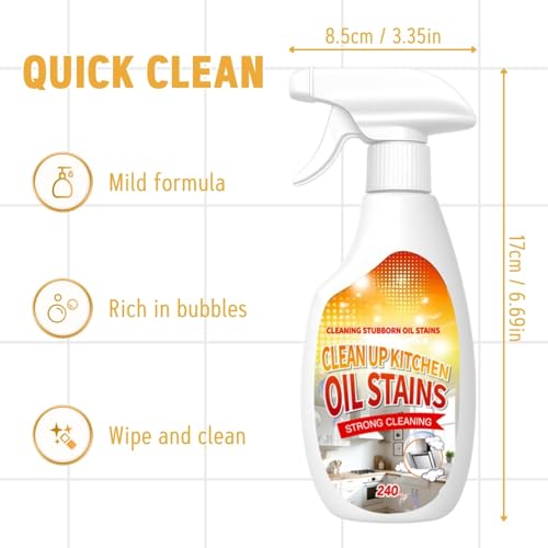 Heavy Duty Kitchen Oil Stain Cleaner Spray - 240ml Multipurpose