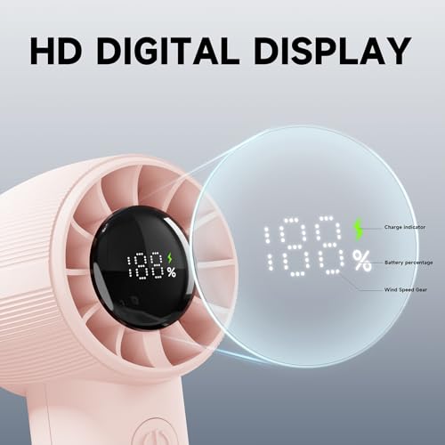 Portable Mini Handheld Fan - USB Rechargeable Bladeless Travel Fan with LED Display