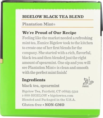 Bigelow Plantation Mint Tea Bags - 24 Count Pack of 4, Refreshing Mint Flavor
