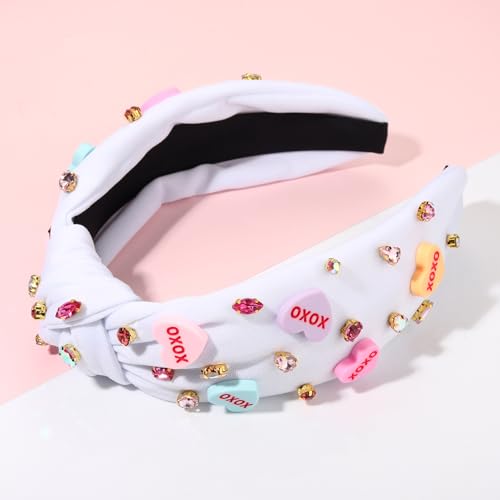 Mokkia Conversation Heart Valentine's Day Headband Hair Bow and Earrings Set