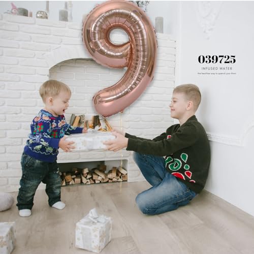 40 Inch Rose Gold Number 9 Foil Balloon Large Birthday Party Decoration