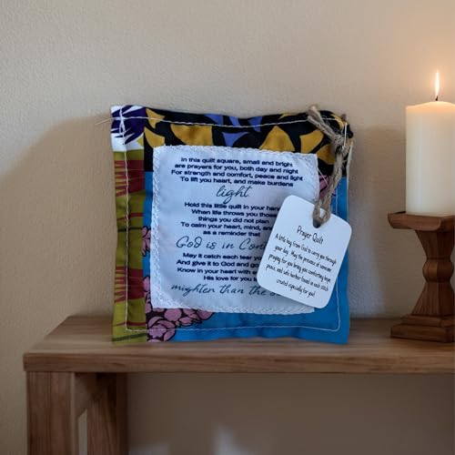 HOMUS Pocket Prayer Quilt with Cross, 4x4 Inch Inspirational Keepsake