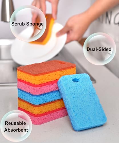METUUTER Heavy Duty Dual-Sided Kitchen Scrub Sponges - 12 Count