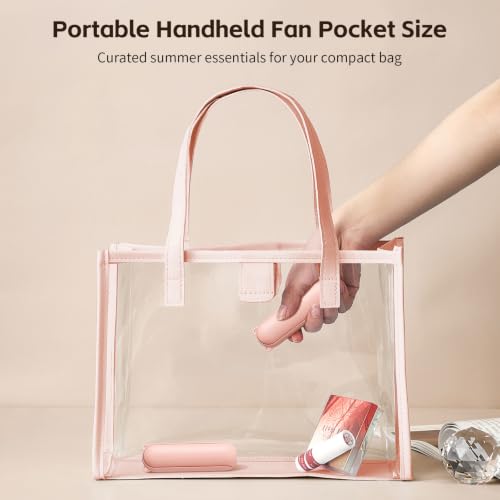 Morelax Portable Mini Handheld Fan, Foldable USB Rechargeable Fan - Pink