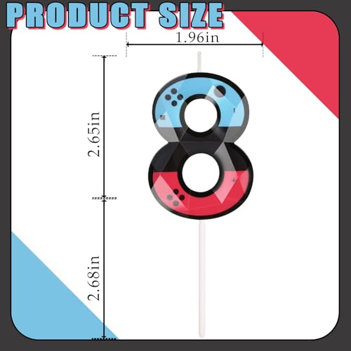 Number 8 Gaming Birthday Candle with Controller Design