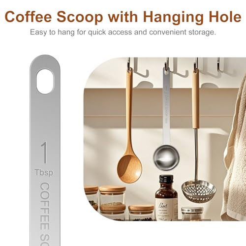 Qoarxui 2PCS Stainless Steel Coffee Scoop Spoons - 15ML Measuring Spoons for Coffee, Tea, and Baking