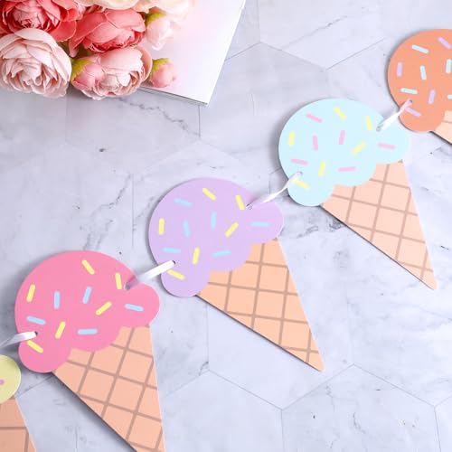Ice Cream Banner Decorations - 2 Pack for Summer Parties
