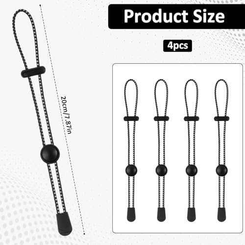 4 Pcs Climbing Stick Holder, Black Backpack Hiking Pole Ropes, Adjustable Bungee Rope, Fixing Buckle Elastic Rope, Hiking Trekking Pole Backpack Bungee Straps for Walking Outdoor Mountaineering