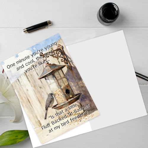 Funny Birthday Card with Bird Feeder Joke - Humorous Aging Card