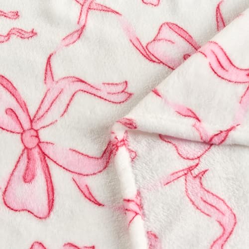 Yagle Mate Pink Bowknot Baby Blanket, 30x40 Inch Soft Fleece Receiving Blanket