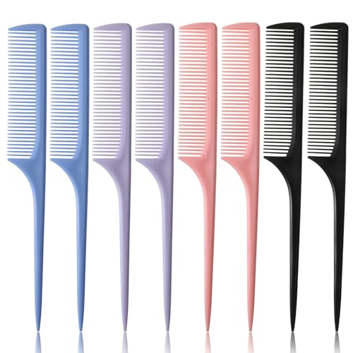 8-Piece Rat Tail Comb Set for Hair Styling, Parting and Teasing