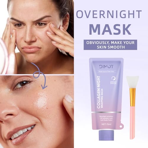 Collagen Night Wrapping Mask Peel-Off Face Mask with Jelly Brush 2.54 fl.oz