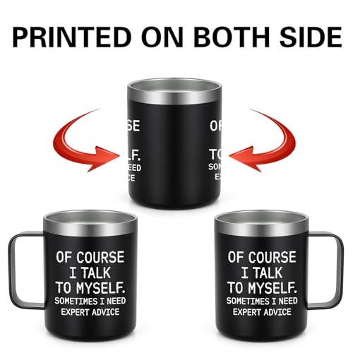 Insulated Stainless Steel Coffee Mug - Funny 'Expert Advice' Quote - Black, 12oz