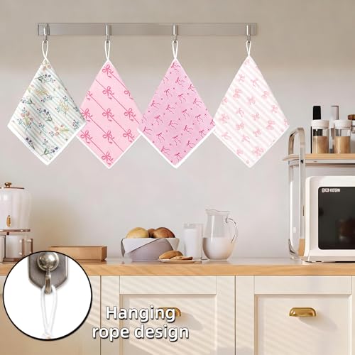 Microfiber Kitchen Dish Cloths - 4-Pack Reusable Towels with Hanging Loop