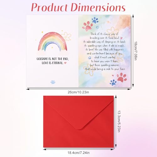 Pet Sympathy Card for Dog & Cat Loss - Rainbow Bridge Design