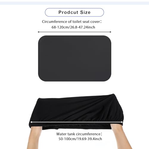 JJUNW Black Toilet Lid & Tank Cover Set - 2pcs Universal Fit