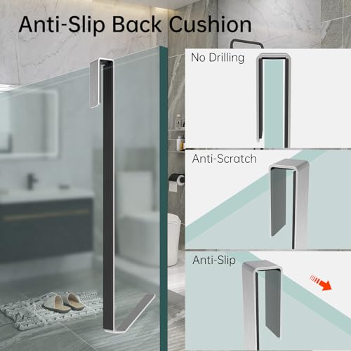 Linone 10 Inch Silver Shower Door Hooks - 3 Pack Towel Hooks