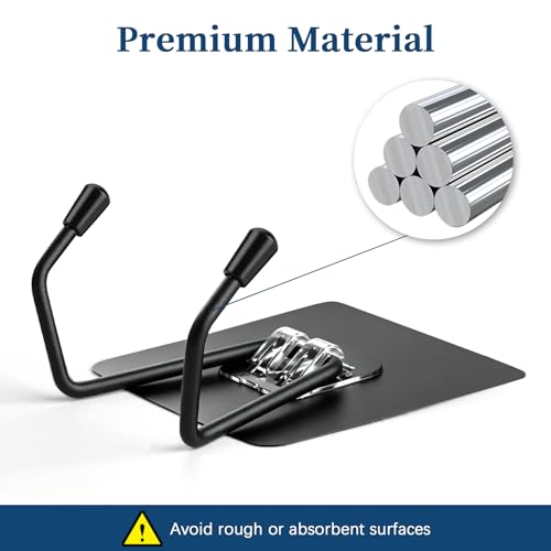 CENHANG Heavy Duty Adhesive Double Towel Hooks - Black, 3 Pack