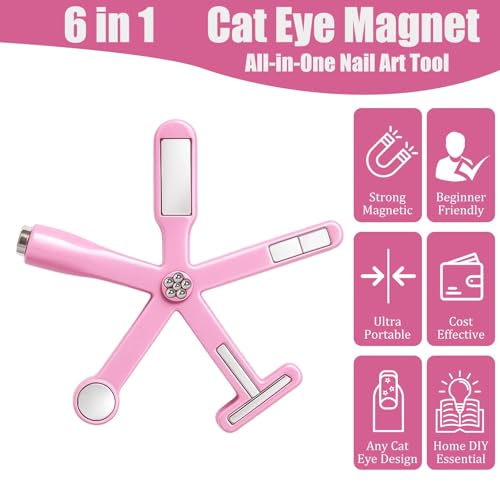 3-Piece Cat Eye Nail Art Magnet Set - Heart, Star & Y-Shape Tools