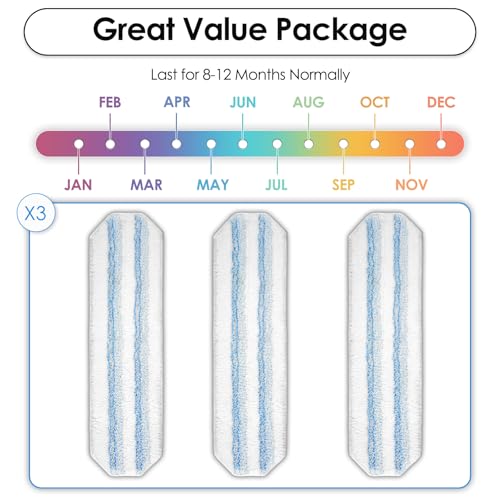 H2prO Replacement Mop Pads - 3 Pack Compatible with O-Cedar Mop