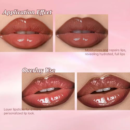 HOSIILY Nourishing Lip Gloss and Brown Lip Liner Combo Set