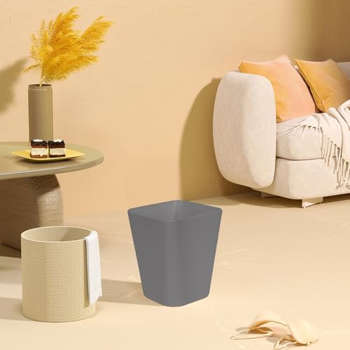 TEIUKAX Grey Small Trash Can - 1.8 Gallon Waste Bin for Home & Office