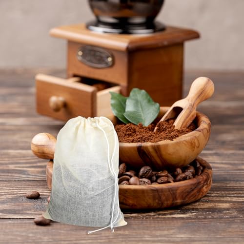 Reusable Cotton Spice & Tea Bags 30pcs 3x4 Inch Drawstring Mesh Sachets