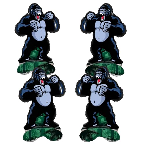 4PCS Gorilla Foil Balloons for Jungle Animal Theme Party