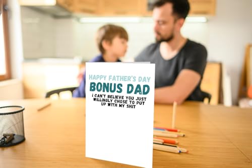 Funny Step Dad Father's Day Card - Humorous Bonus Dad Gift