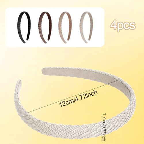Yookat 4 Pack Thin Knitted Headbands for Women Non Slip Boho Hair Bands