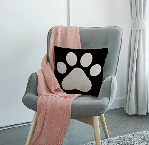 SSOIU Dog Paw Print Cushion Cover, 18" x 18" Cotton Linen Case Ssp-026