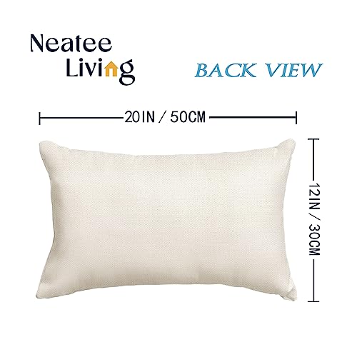 Neatee Living Christmas Pillow Covers, 12x20 Inch Set of 4, Cotton Linen