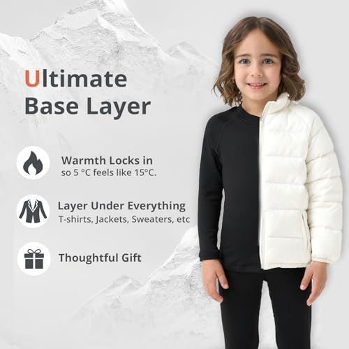 2T-6Y Fleece Lined Toddler Thermal Top, Thermal Underwear for Kids Toddler Base Layer Shirt for Boys Girls