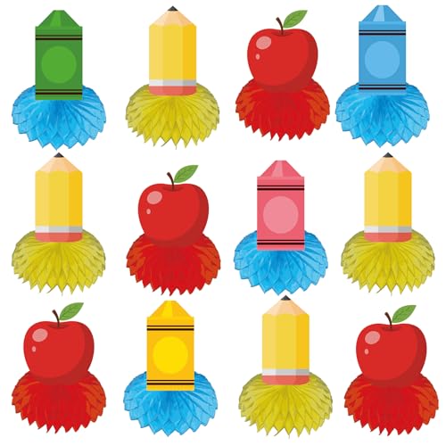 Back-to-School Honeycomb Centerpieces - 12 Pack Classroom Decorations