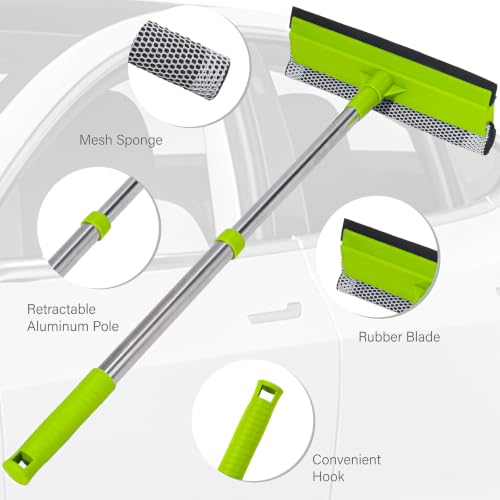 Retractable Stainless Steel Window Squeegee & Shower Glass Cleaner - 2-in-1 Car & Home Glass Tool