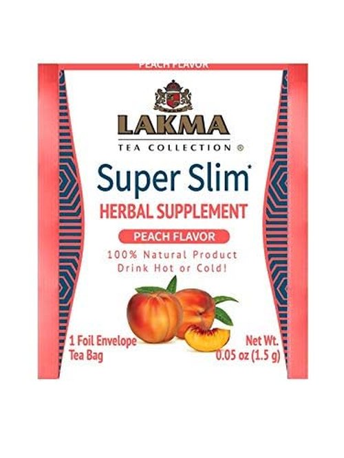 HYLEYS Lakma Super Slim Tea with Peach - 25 Tea Bags - (12 Pack - 300 Tea Bags Total)
